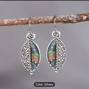 Women's dangle earrings‎ leaf Boho Vintage new e3
